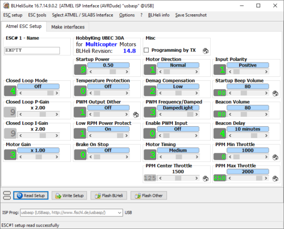 BLHeli firmware flashing and configuration tool